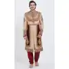Maroon And Cream Color Brocket Readymade Men Groom Sherwani
