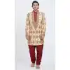 Light Gold Color Silk Readymade Men Groom Sherwani