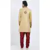 Gold Color Brocket Readymade Men Groom Sherwani