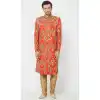 Red Color Silk Readymade Men Groom Sherwani