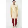 Gold Color Silk Readymade Men Groom Sherwani