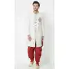 White Color Brocket Readymade Men Groom Sherwani
