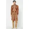 Red Color Velvet Readymade Men Groom Sherwani