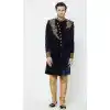 Engaging Navy Blue Color Velvet Readymade Men Groom Sherwani