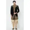 Black Color Velvet Readymade Men Groom Sherwani