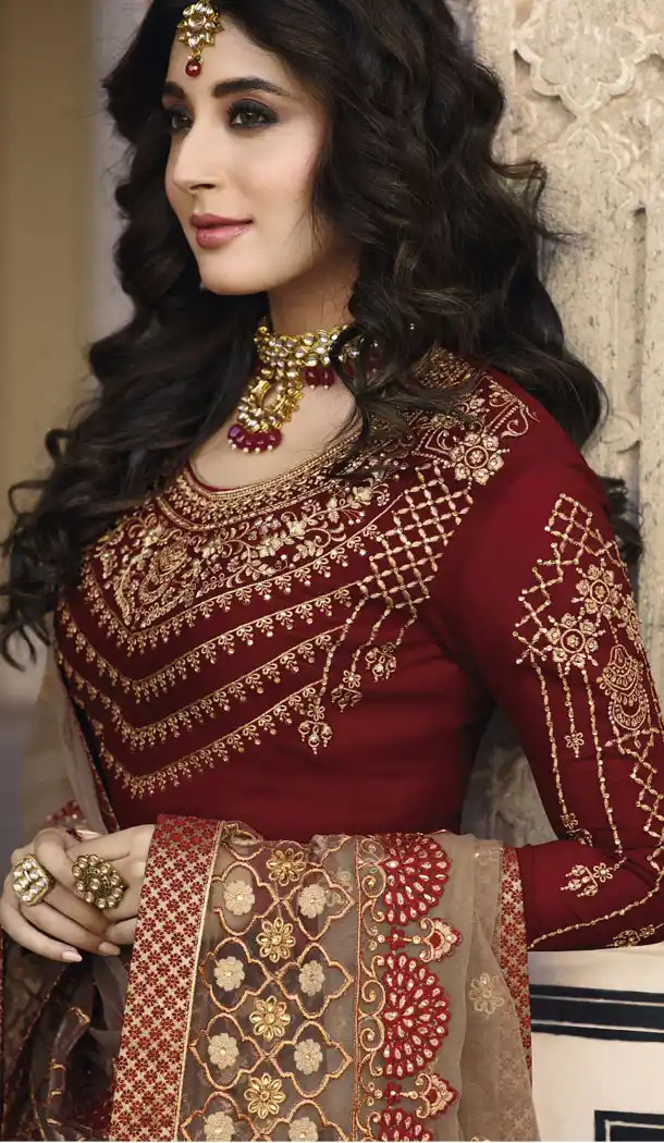 Red Color Satin Georgette Eid Special Salwarkameez - 489360174