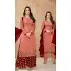 Dark Peach Color Satin Georgette Party Salwar Kameez