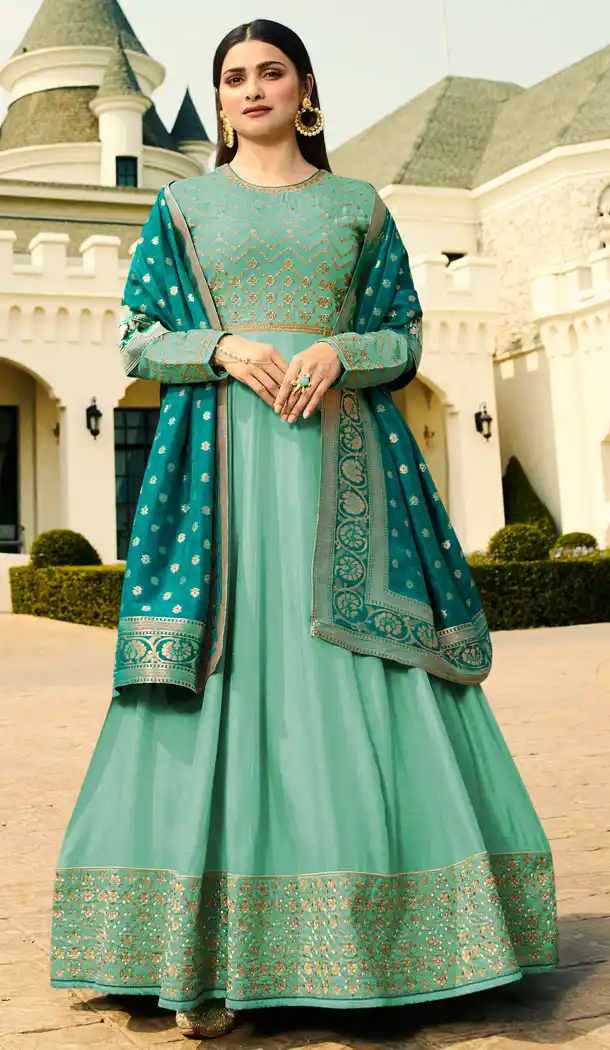 Bollywood Celebrity Prachi Desia Turquoise Blue Salwar Kameez - 63783958