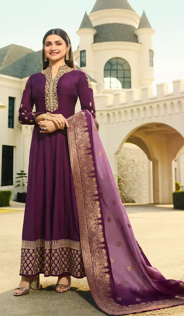 Bollywood Celebrity Prachi Desia Purple Salwar Kameez - 63783959
