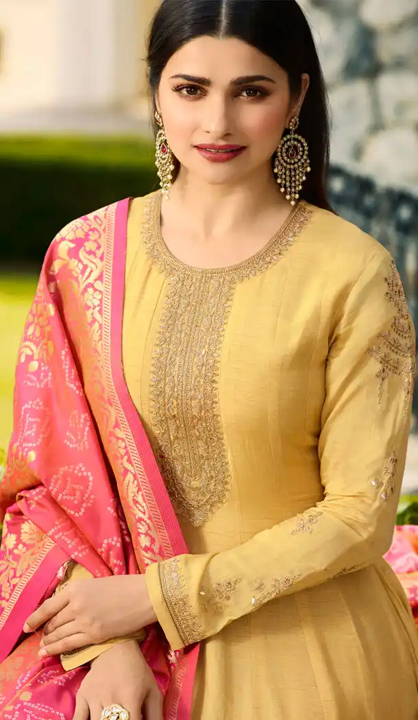 Bollywood Celebrity Prachi Desia Yellow Salwar Kameez - 63783960