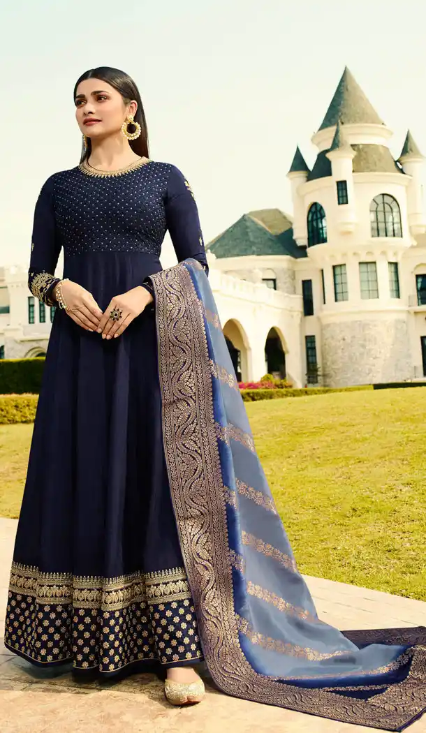 Bollywood Celebrity Prachi Desia Navy Blue Salwar Kameez - 63783961