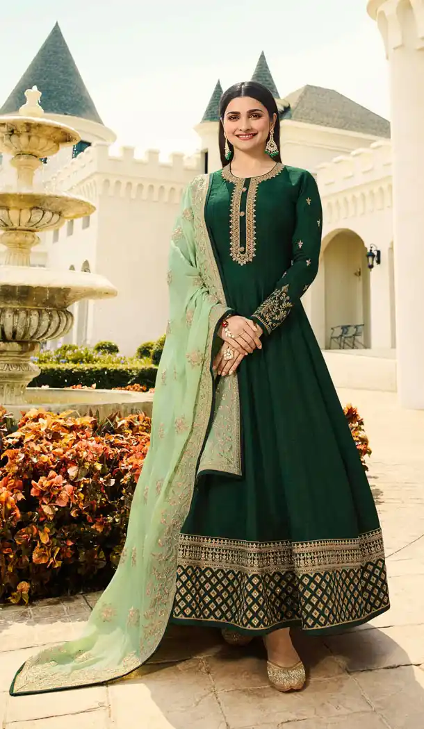 Bollywood Celebrity Prachi Desia Dark Green Salwar Kameez - 63783962