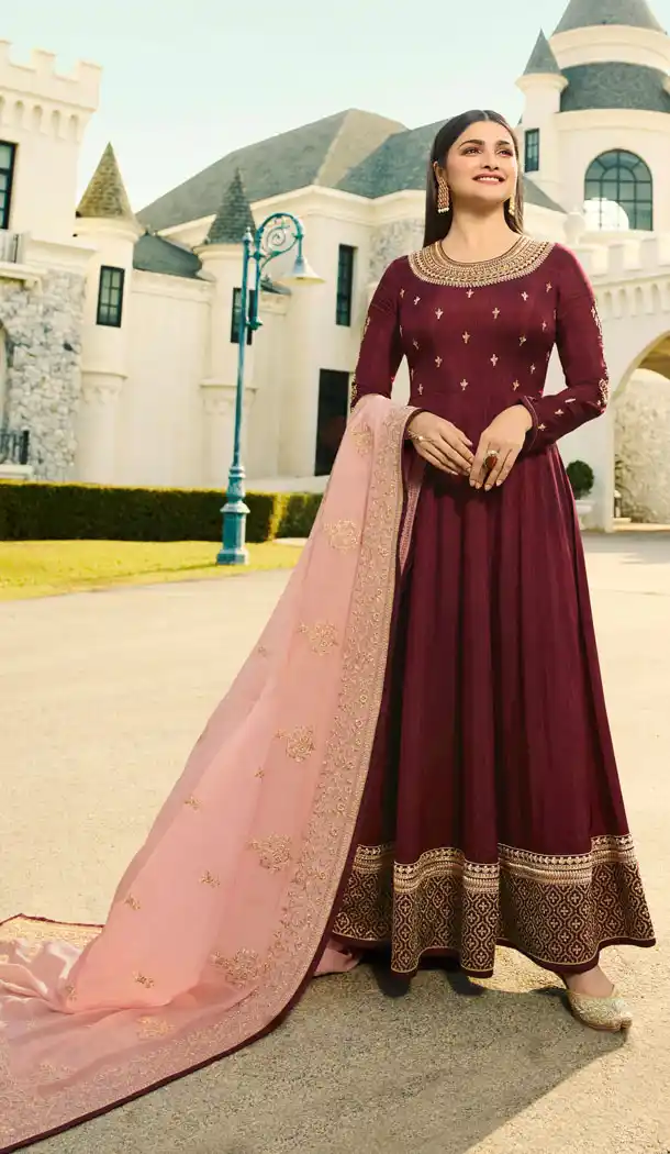 Bollywood Celebrity Prachi Desia Maroon Salwar Kameez - 63783963