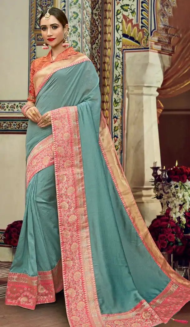 Sea Blue Color Soft Dolla Silk Casual Saree in Express Shipping - 494360736