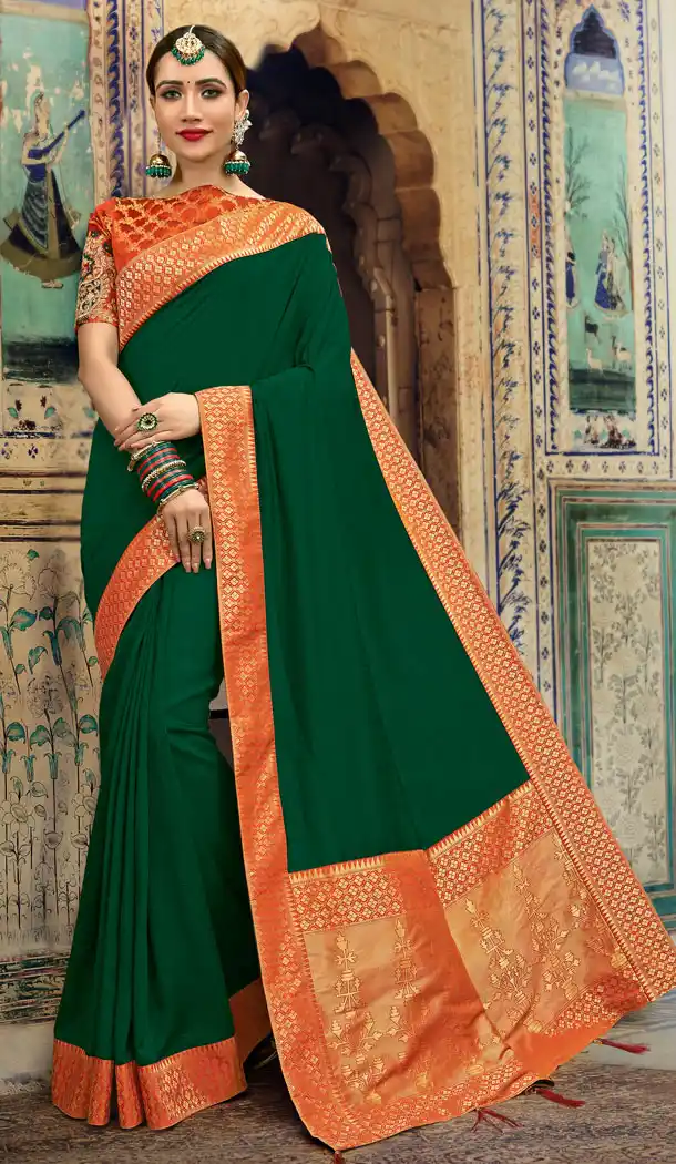 Alluring Green Color Soft Dolla Silk Casual Saree in Express Shipping - 494360739