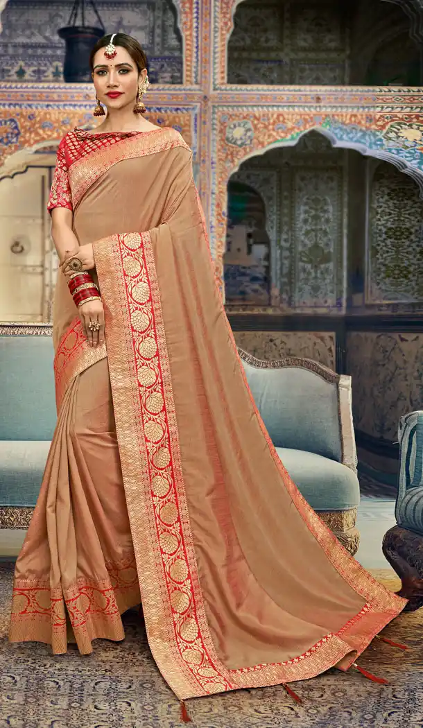 Captivating Cream Color Soft Dolla Silk Casual Saree in Express Shipping - 494360740