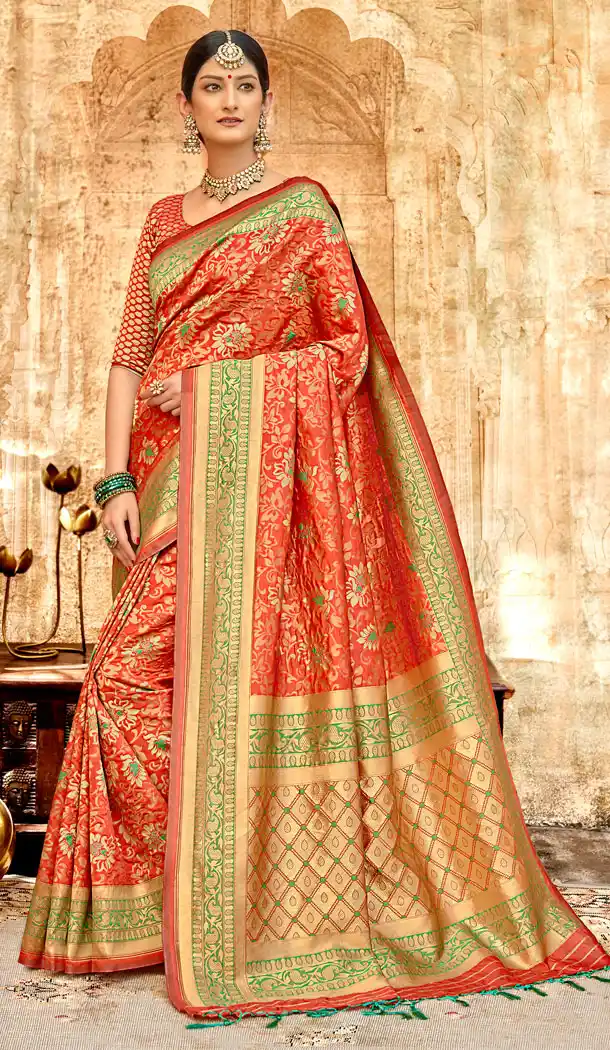 Red Color Silk Base Traditional Plus Size Sarees - 494560758