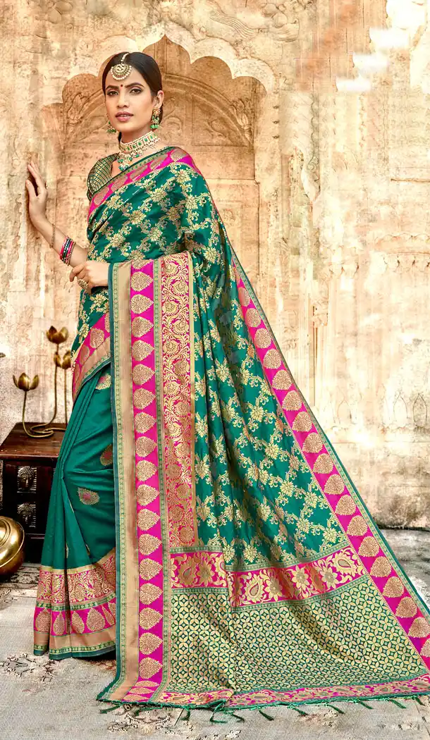 Green Color Silk Base Traditional Plus Size Sarees - 494560759