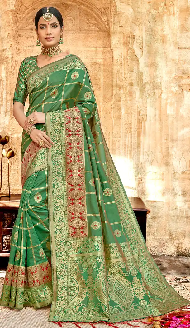 Green Color Silk Base Traditional Plus Size Sarees - 494560763