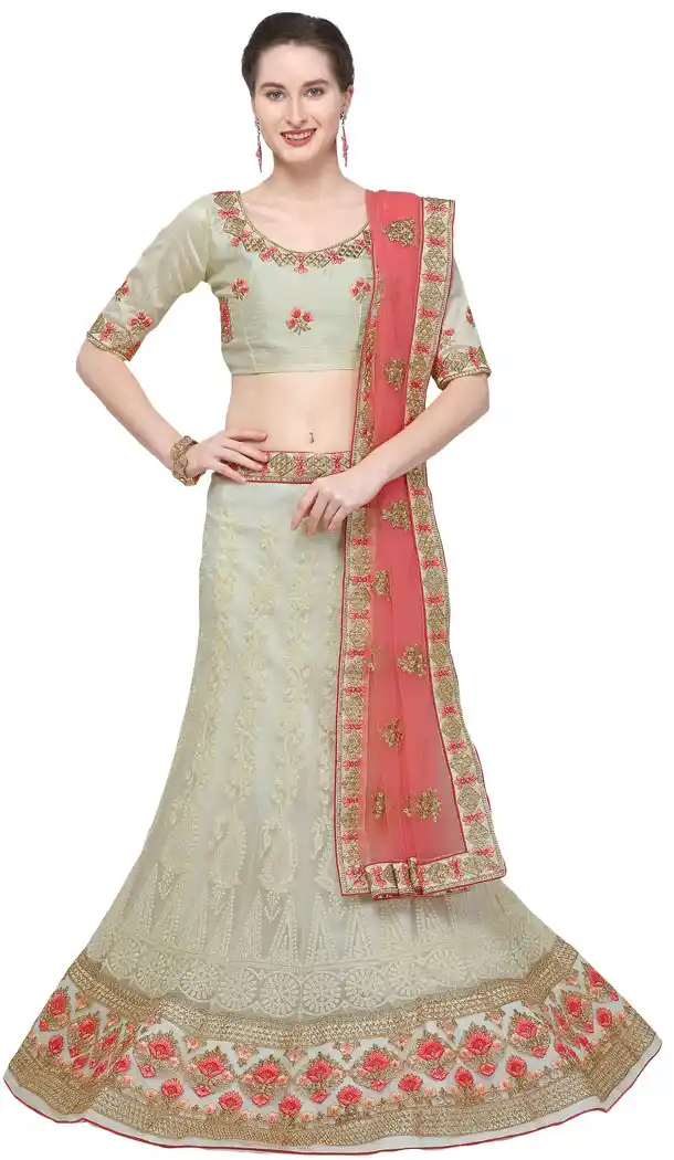 Enigmatic Grey Color Net Treditional Wear Lehenga Choli - 494660774