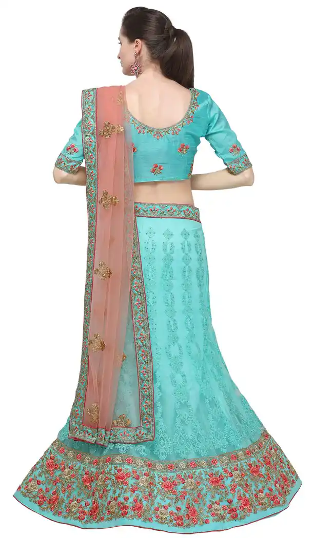 Alluring Blue Color Net Treditional Wear Lehenga Choli - 494760775
