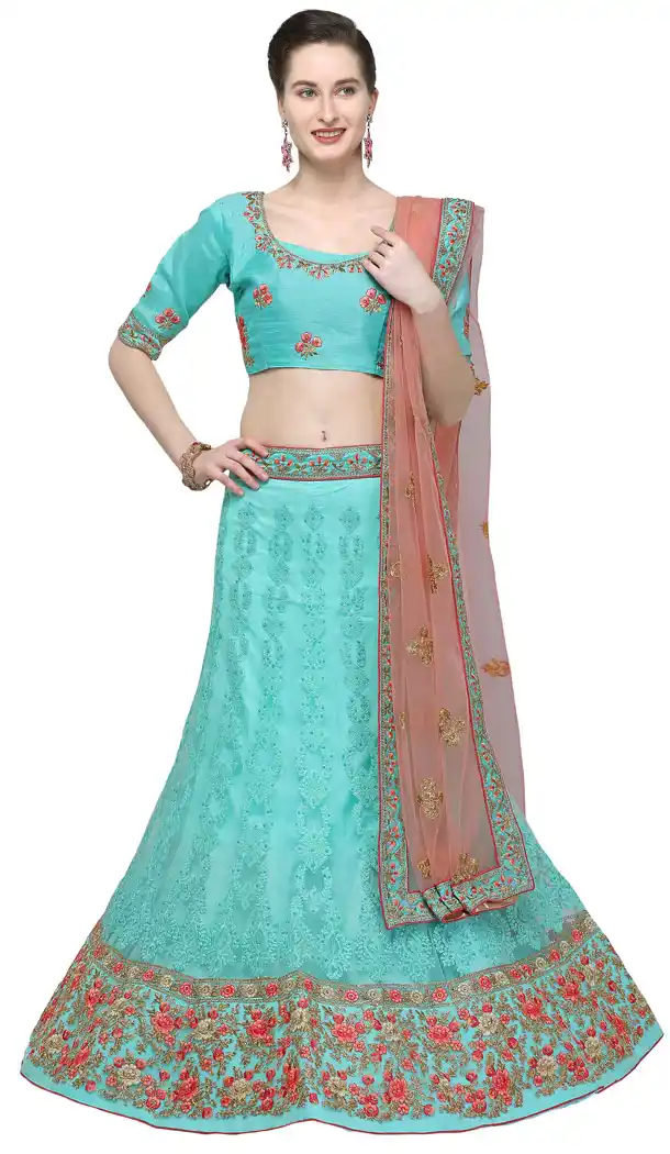 Alluring Blue Color Net Treditional Wear Lehenga Choli - 494760775