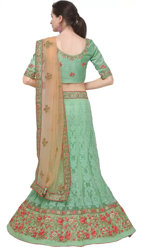 Light Green Color Net Treditional Wear Lehenga Choli - 494760778