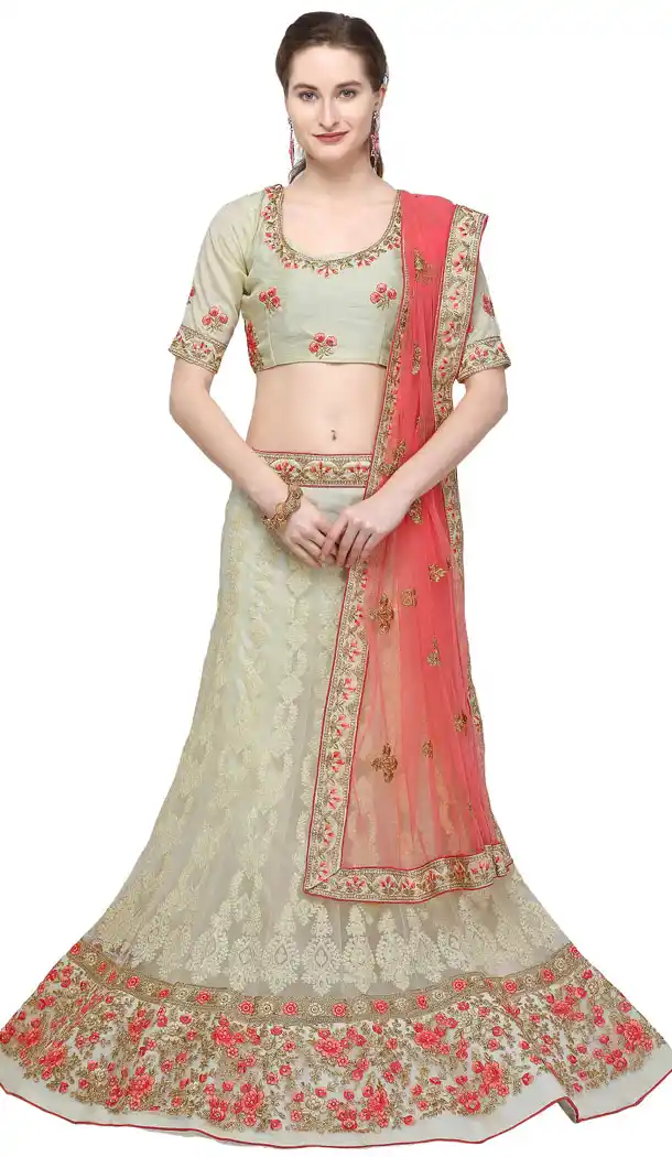 Alluring Grey Color Net Treditional Wear Lehenga Choli - 494760779