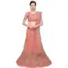 Peach Color Net A Line Treditional Lehenga Choli