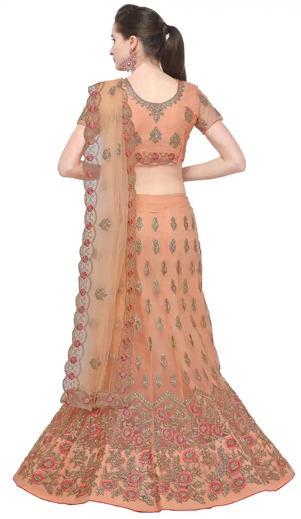 Greenish Cream Color Net A Line Treditional Lehenga Choli - 494860785