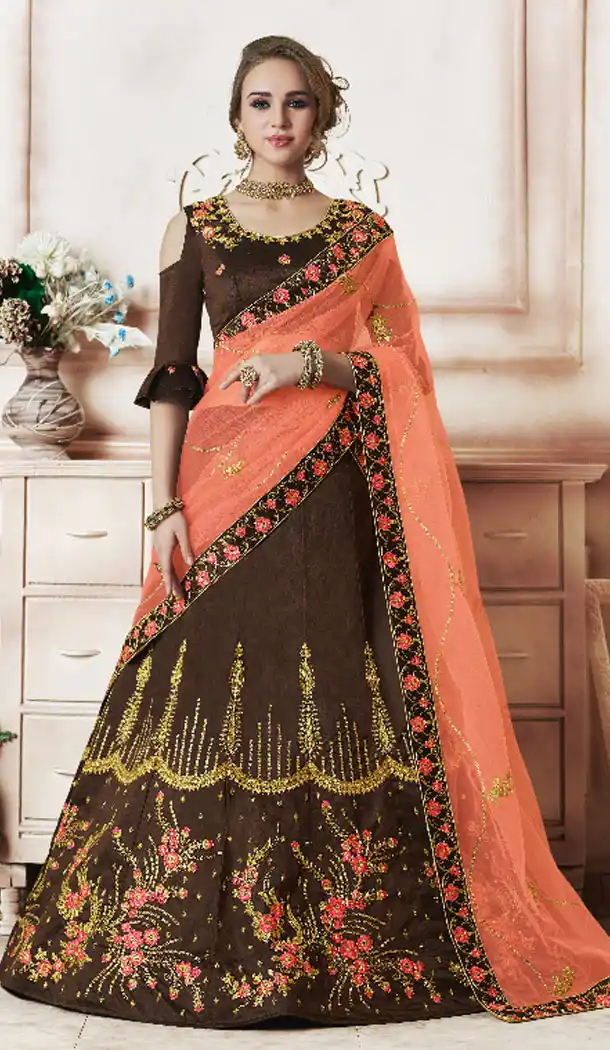 Wine Color Silk Treditional Plus Size Lehenga Choli - 495460829