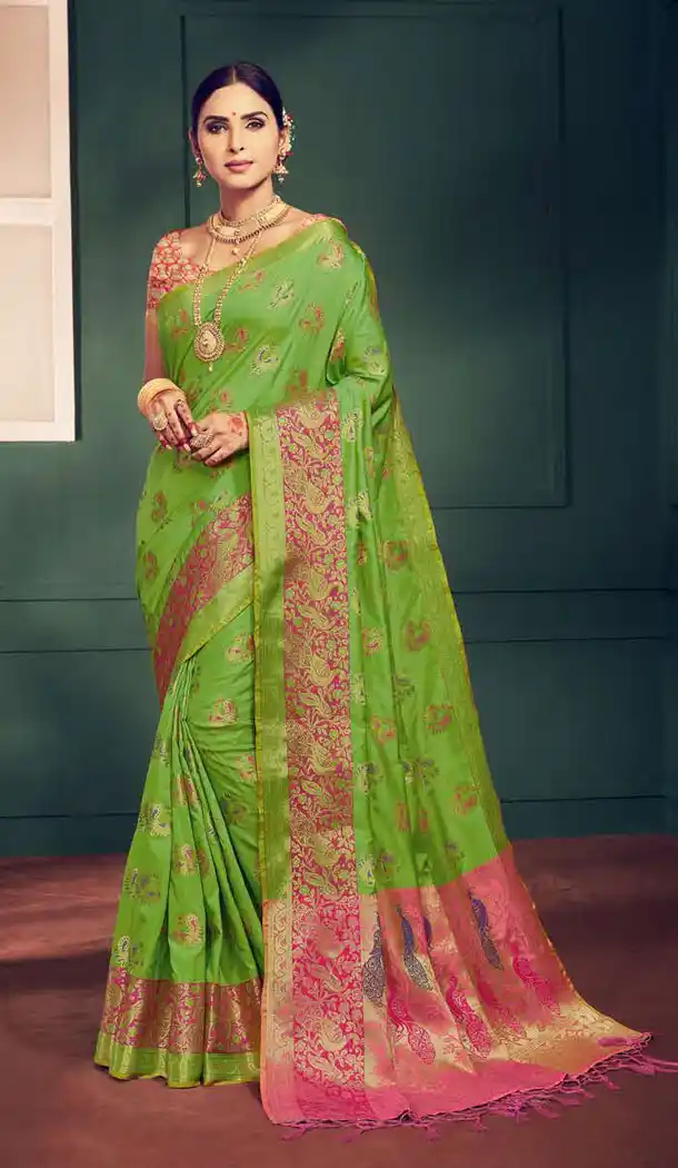Green Color Kanchipuram Silk Traditional Plus Size Sarees - 496861020