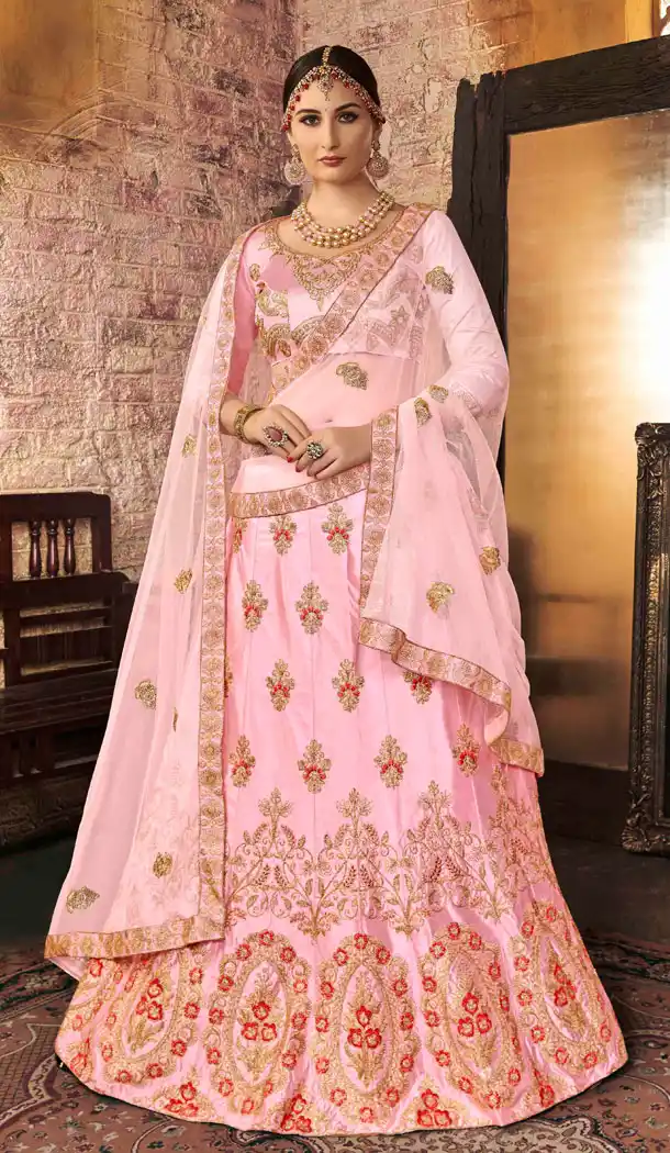 Gorgeous Light Pink Color Silk Treditional Party Wear Lehenaga Choli - 502561673