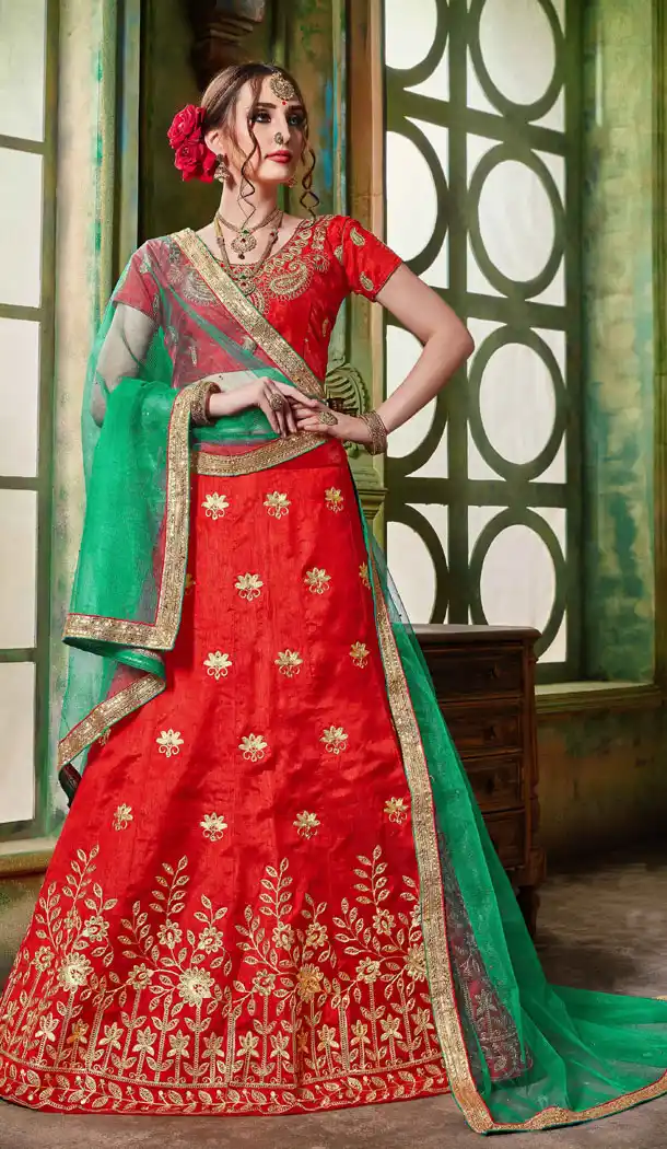 Red Color Silk Party Wear Women Lehenga Choli Collection - 502661677
