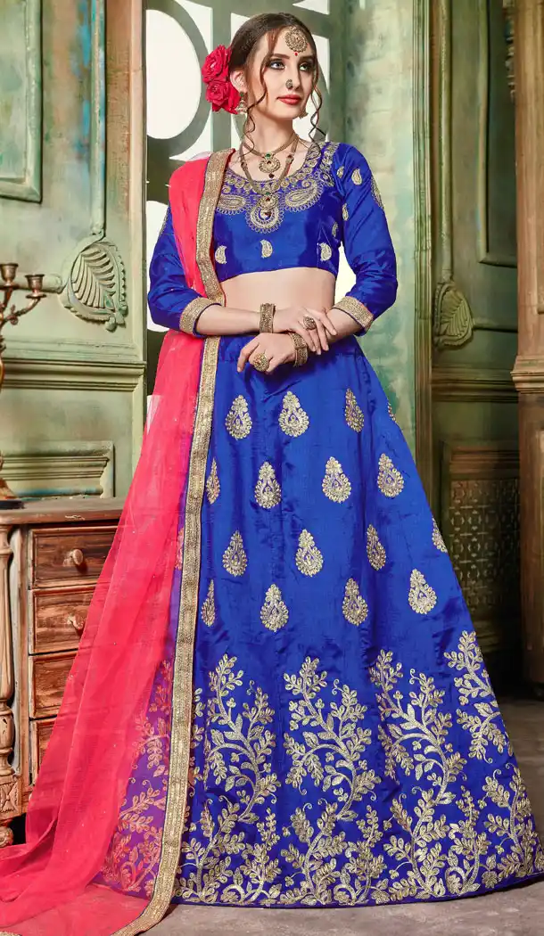 Blue Color Silk Party Wear Women Lehenga Choli Collection - 502661681