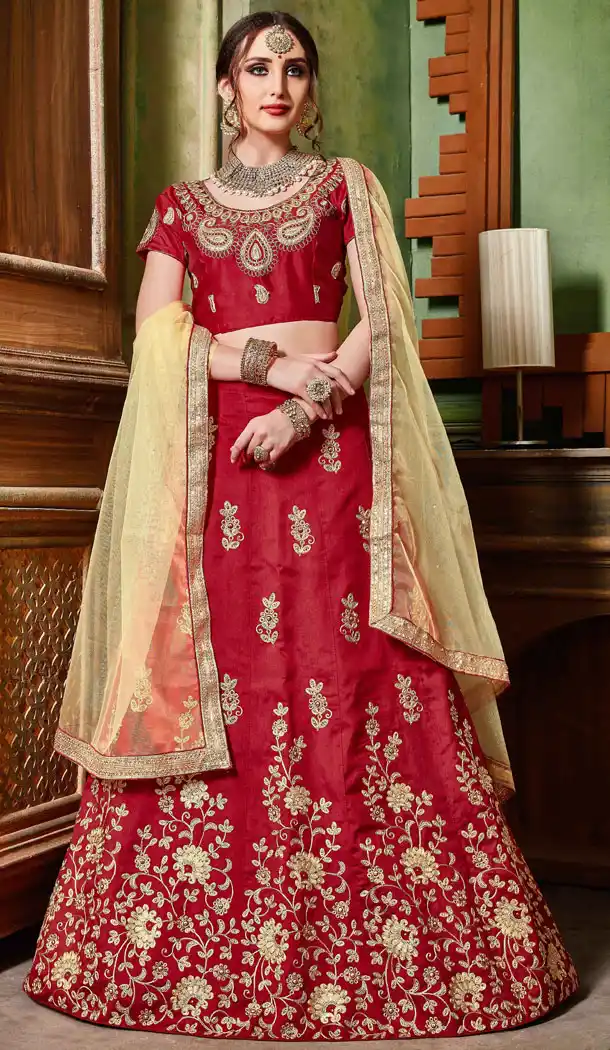 Maroon Color Silk Party Wear Women Lehenga Choli Collection - 502661682