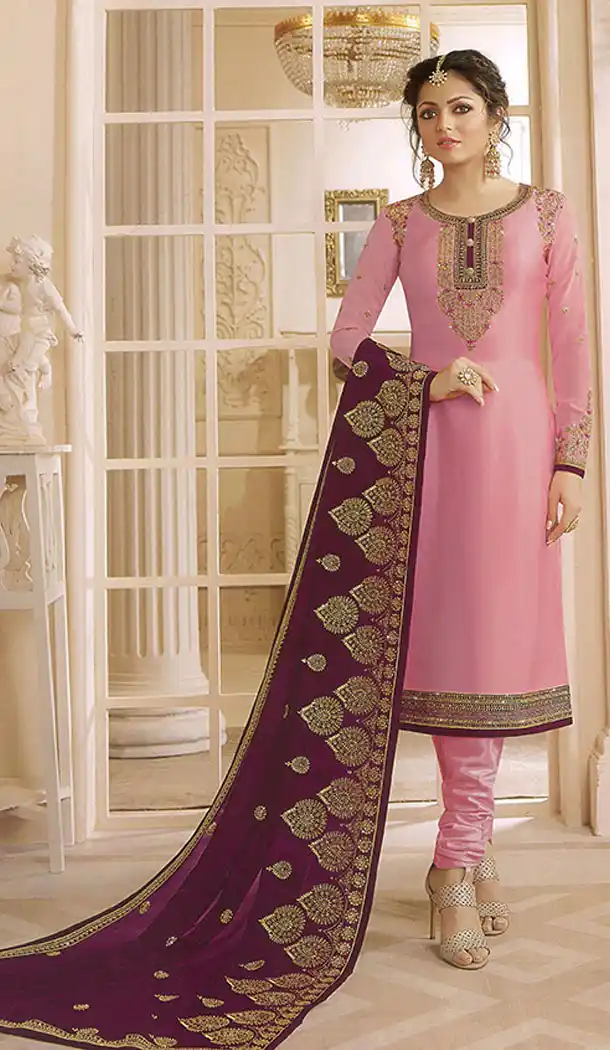 Baby Pink Color Georgette Actress Drashti Dhami Party Salwar Kameez - 64154347