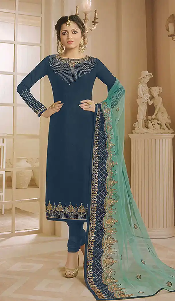 Blue Color Georgette Actress Drashti Dhami Party Salwar Kameez - 64154349