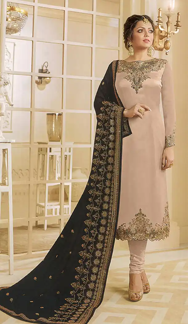 Beige Color Georgette Actress Drashti Dhami Party Salwar Kameez - 64154351