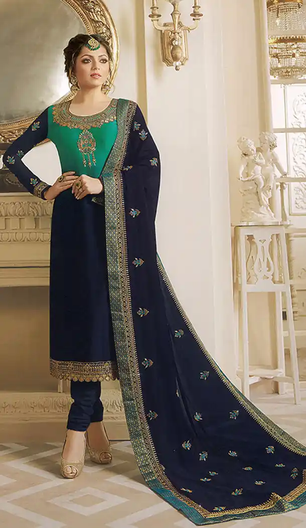 Navy Blue Color Georgette Actress Drashti Dhami Party Salwar Kameez - 64154352