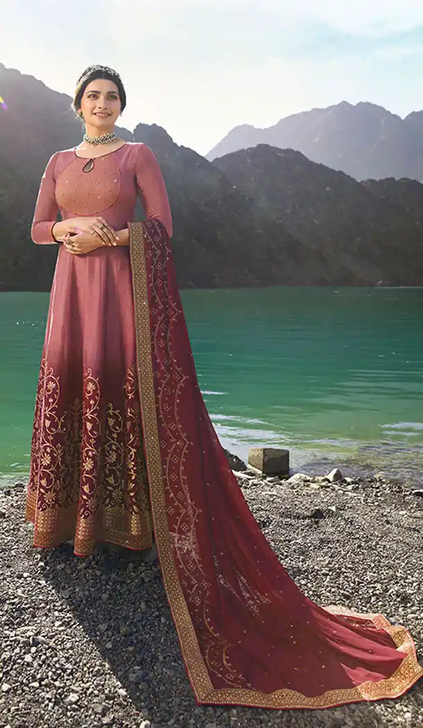 Dusty And Magenta Pink Color Soft Silk Prachi Desai Anarkali Salwar Kameez - 64244430