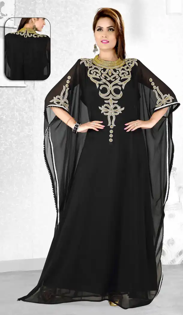 Black Color Faux Georgette Designer Arab Islamic Farasha Readymade Dress - 501761523