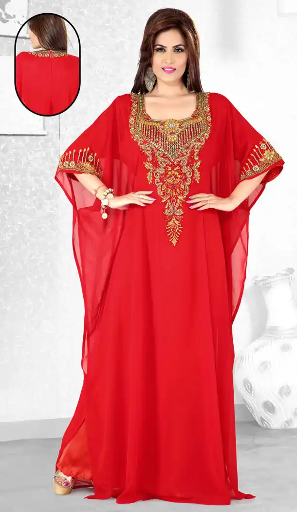 Red Color Faux Georgette Designer Arab Islamic Farasha Readymade Dress - 501761533
