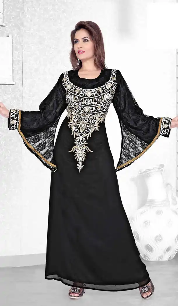 Purple Color Faux Georgette Designer Arab Islamic Kaftan Readymade Dress - 501761549