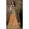 Heavy Peach Color Jacquard Silk Designer Wear Lehenga Choli - 64414628