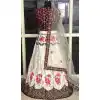 Pretty White Naylon Silk And Velvet Embroidery Work Bridal Wear Circular Lehenga Choli