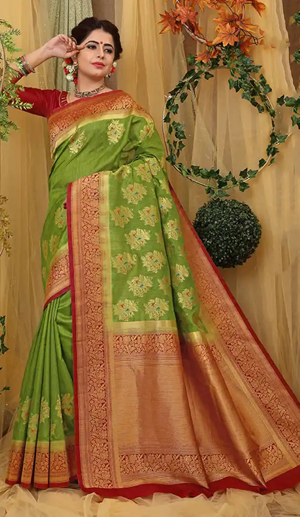 Green And Maroon Color Jacquard Silk Traditional Wear Plus Size Saree Blouse - 64334523