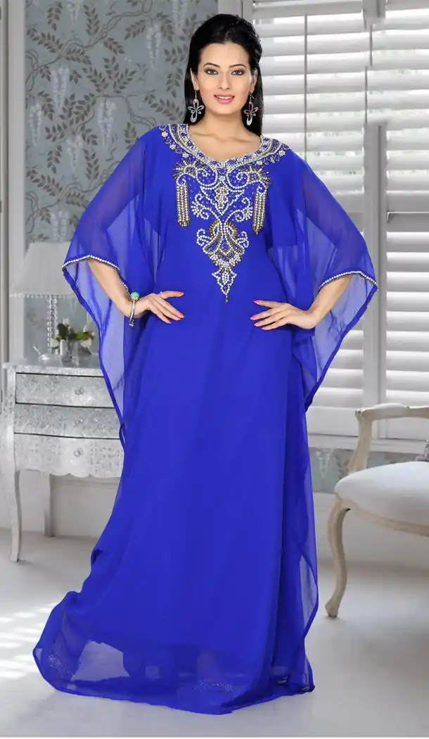 Royal Blue Color Faux Georgette Designer Readymade Islamic Farasha Dress - 502061617