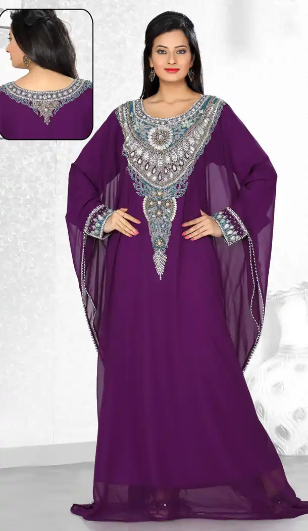 Purple Color Faux Georgette Designer Readymade Islamic Farasha Dress - 502061618