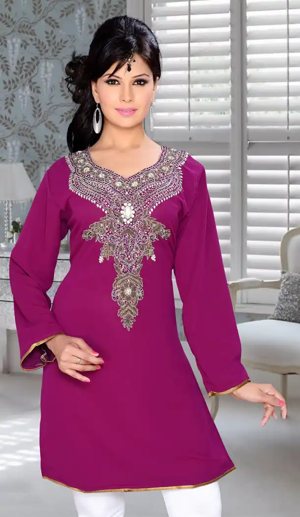 Purple Color Faux Georgette Designer Readymade Islamic Kurti - 502061635